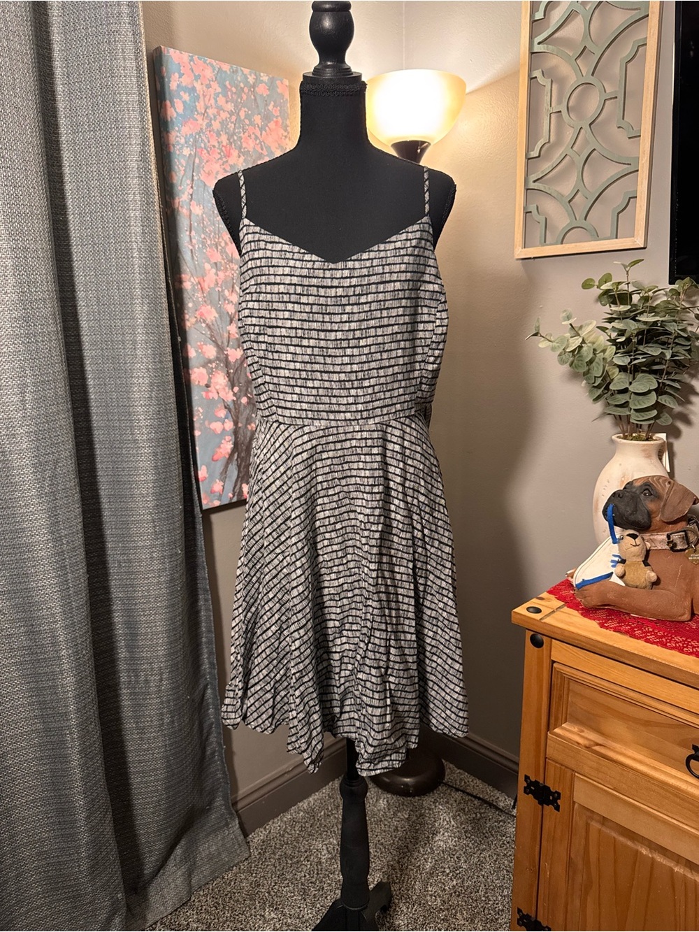Old Navy Black and White Pattern Spaghetti Strap Dress